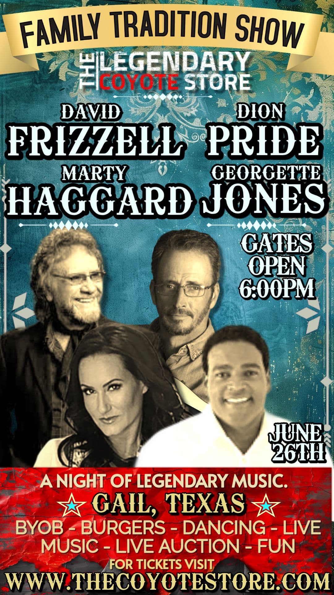 Harrard, Jones, Frizzell and Pride live at The Legendary Coyote Store!